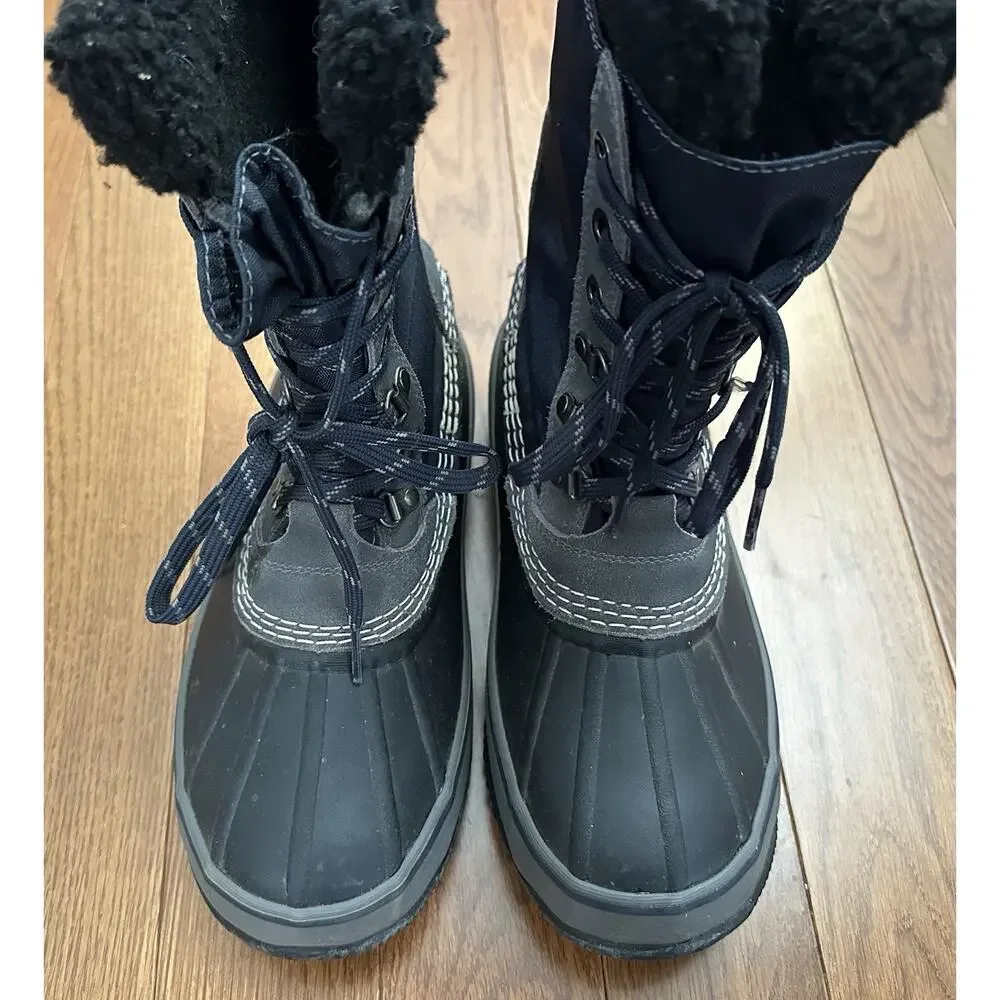 LL Bean Boots Insulated Snow Duck Waterproof Mens 8M Navy Blue Black Fleece‎